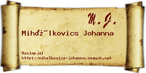 Mihálkovics Johanna névjegykártya